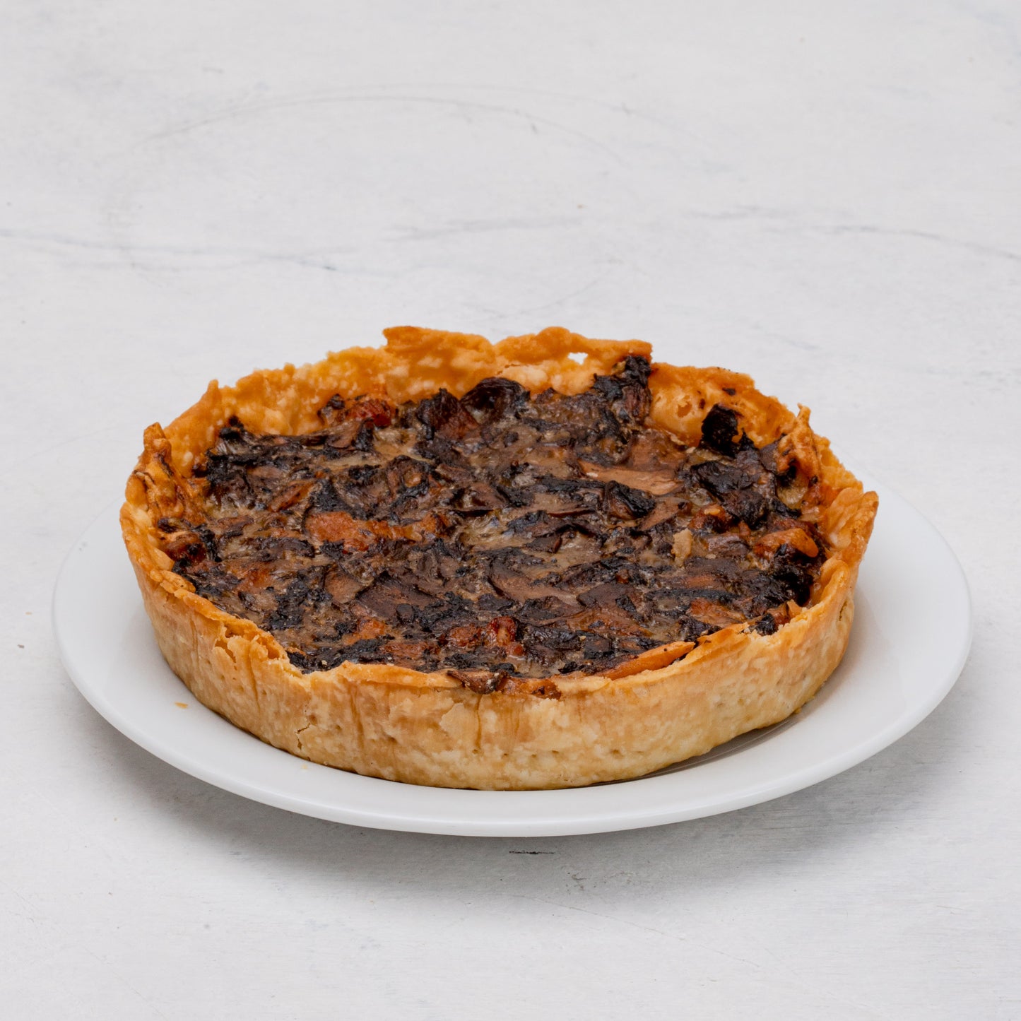 Tarta de portobellos y panceta